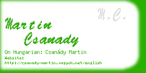 martin csanady business card