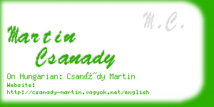 martin csanady business card